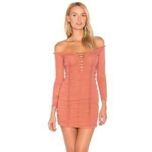 MAJORELLE Darling Ruched Bodycon Dress in Deep Blush